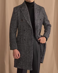 Manteau croisé en laine à carreaux prince-de-Galles