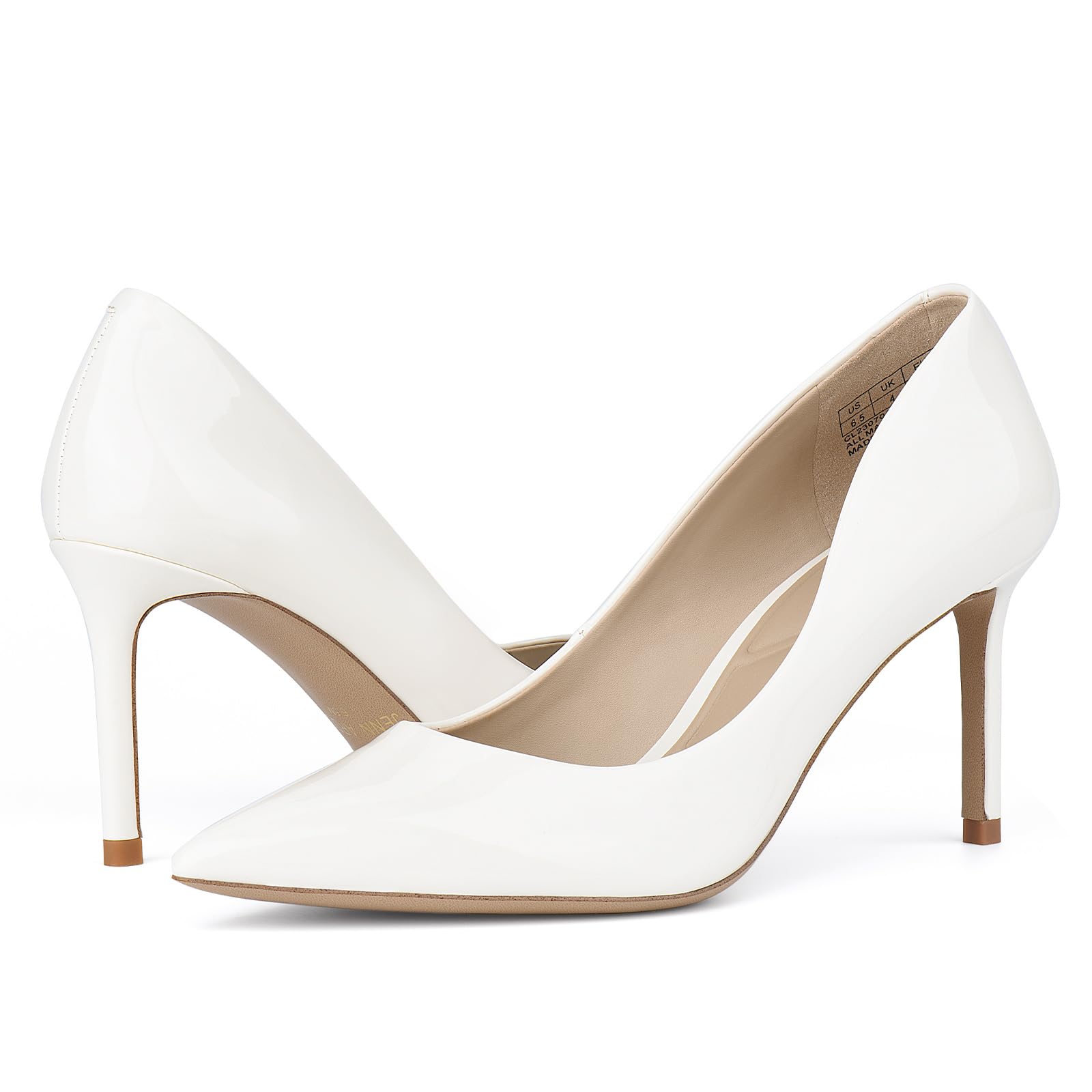 JENN ARDOR Womens Comfortable Stiletto Pumps 3 inch Elegant Gorgeous Closed Pointed Toe Slip On Solid High Heels for Ladies Wedding Dress Shoes Cream 6.5