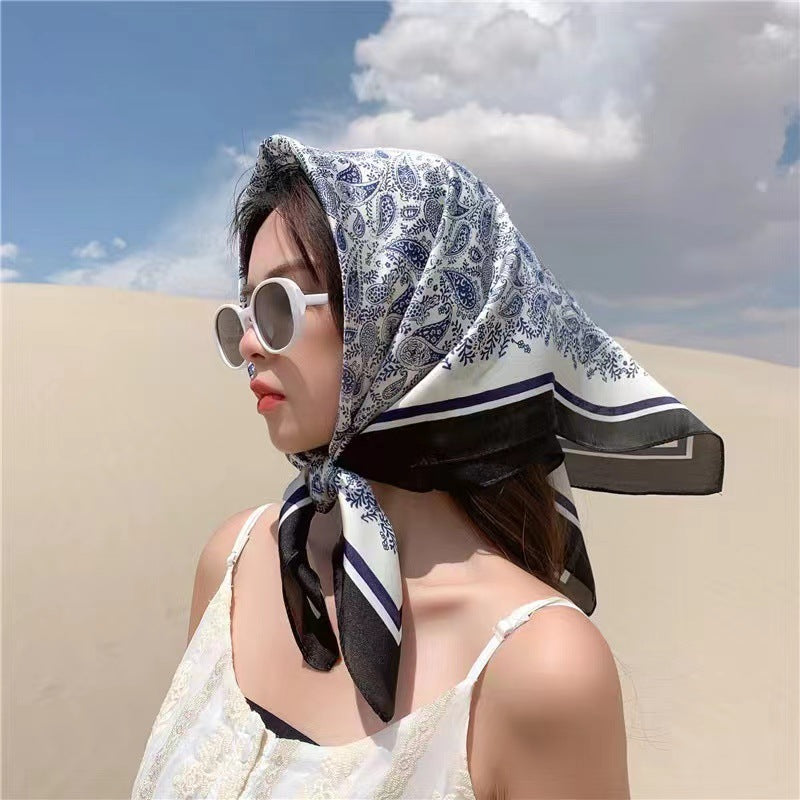 Fashionable Silk Scarf for Women - Versatile Small Square