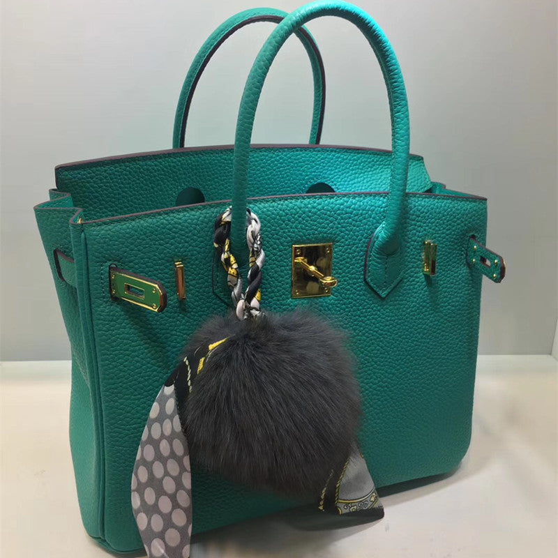 Platinum Bag, Lake Green Handbag, Lychee Texture Bag
