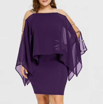 2019 Plus Size Bodycon Skirt, Solid Color Off-Shoulder