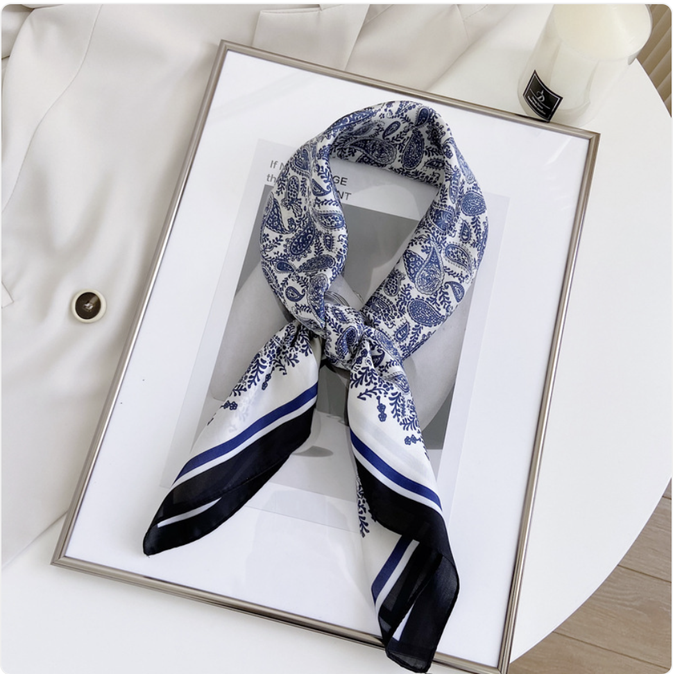 Striped Square Silk Scarf