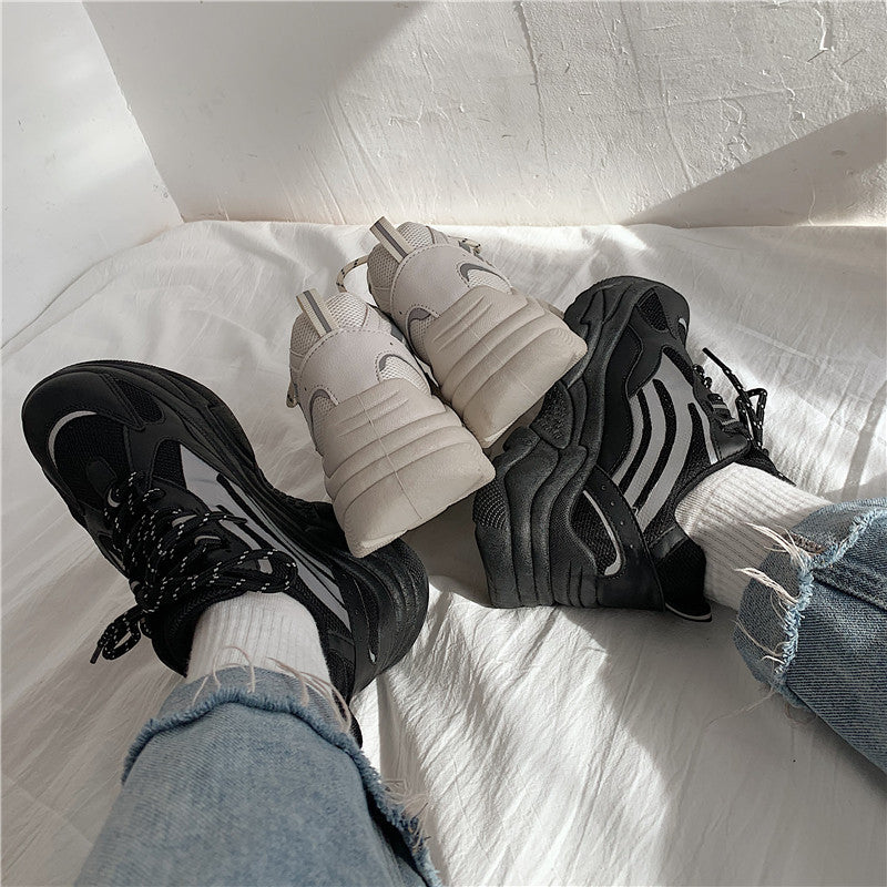 Women's Trendy Reflective Thick-Soled Dad Sneakers
