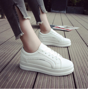 Casual Platform Sneakers - Versatile White Flat Shoes