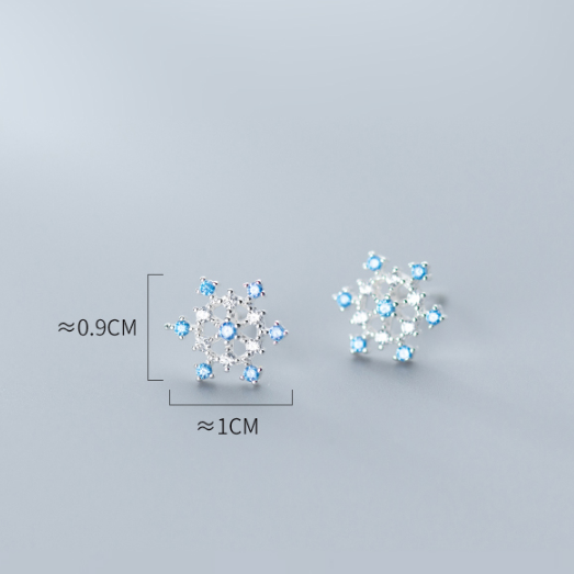 S925 Silver Snowflake Earrings with Diamonds