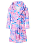 AIDEAONE Teens Girls Robes Purple Hooded Bathrobe Soft Flannel Sleepwear Casual Robes Size 13 14