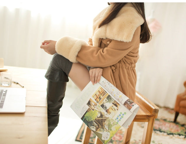 Double-Breasted Wool Blend College Style Coat