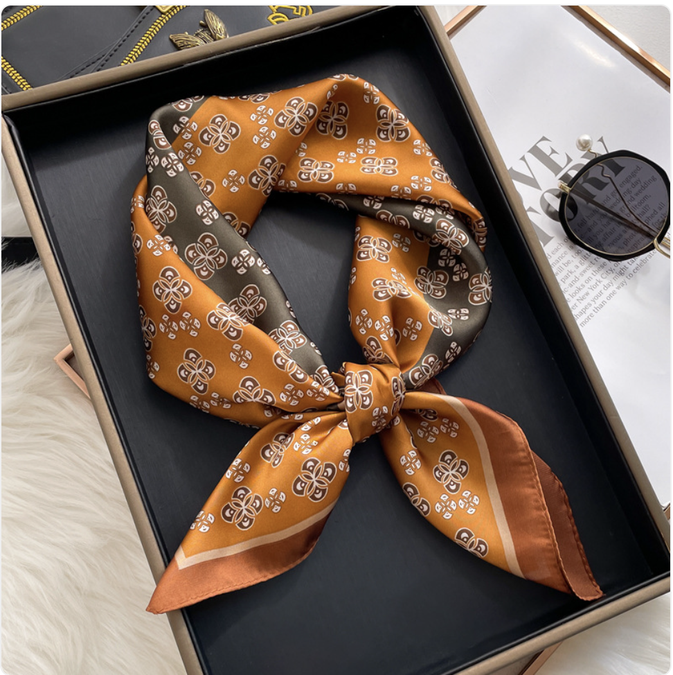 Striped Square Silk Scarf