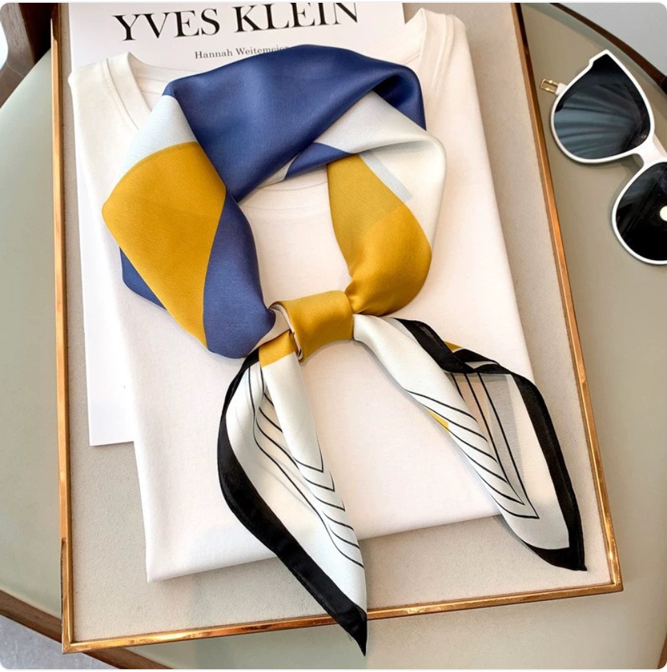 Striped Square Silk Scarf