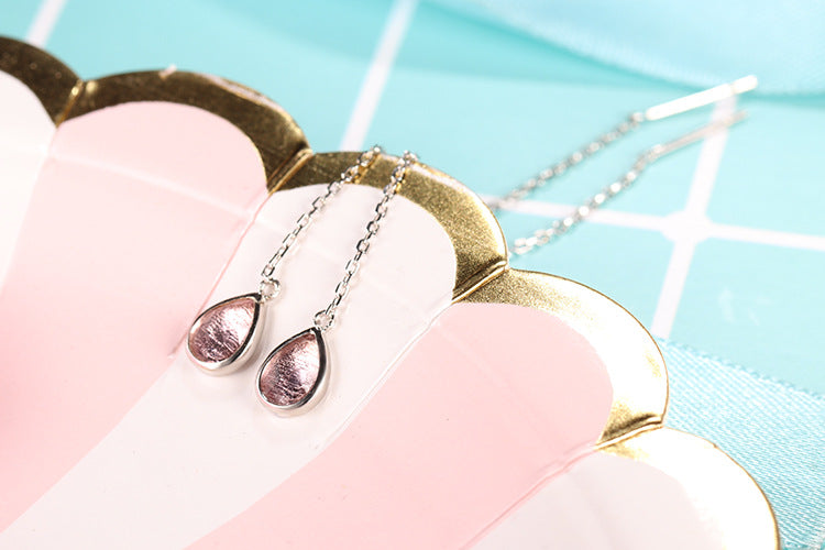 Korean S925 Silver Water Drop Earrings with Tassels