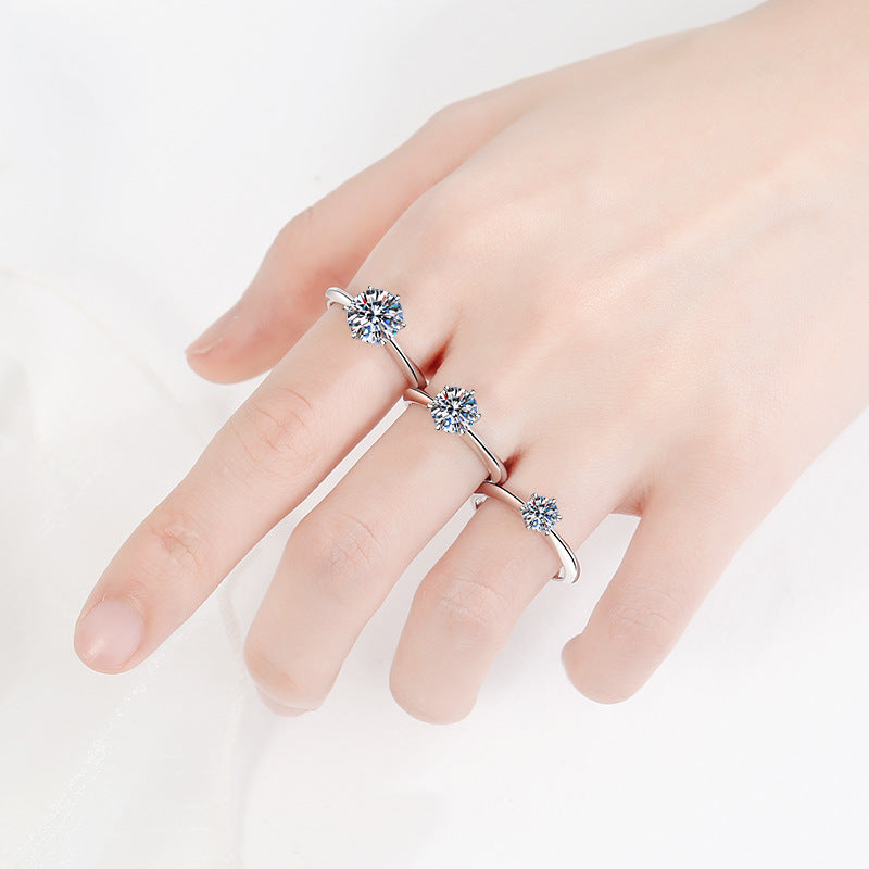 925 Silver Ring with 1 Carat Moissanite Stone