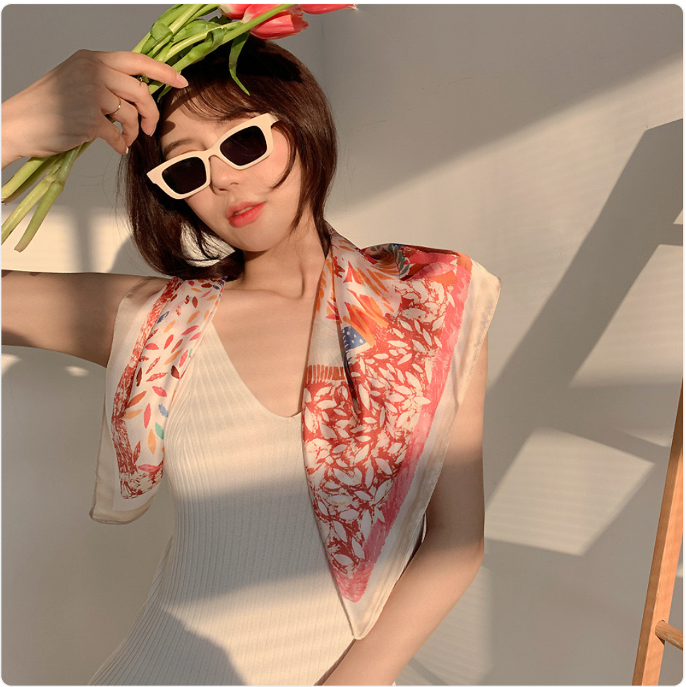 Striped Square Silk Scarf