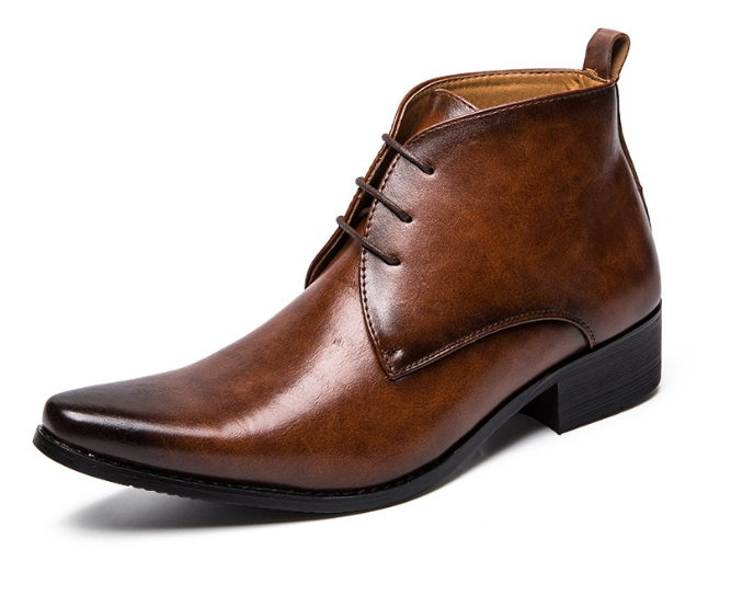 British Super Pointed Toe Mid-High Formal Leather Shoes
