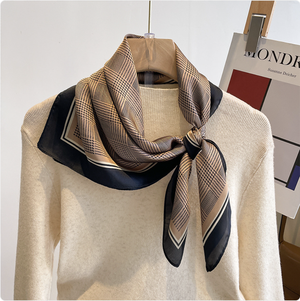 Striped Square Silk Scarf