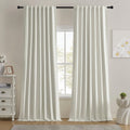 BSfullts Full Blackout Linen Curtains 108 Inch Long Natural Pinch Pleated Back Tab Cream Drapes Room Darkening Noise Reducing Curtains for Bedroom Living Room 2 Panels Set 52W