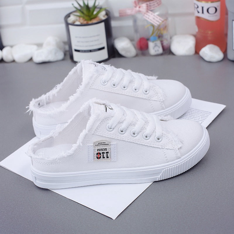 Chaussures plates en toile à enfiler pour femme d'été