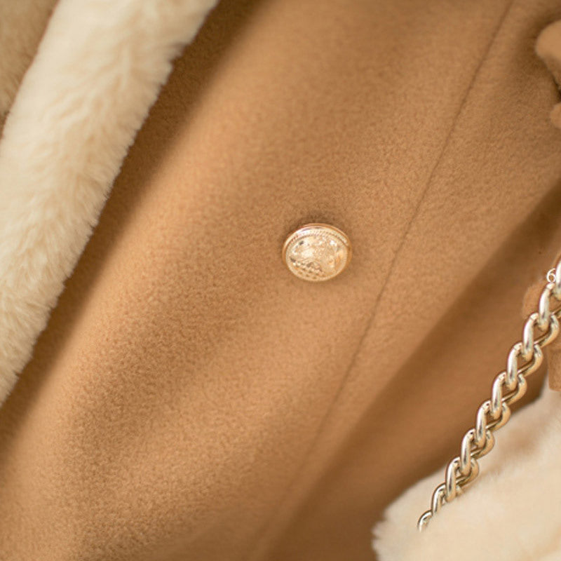 Double-Breasted Wool Blend College Style Coat