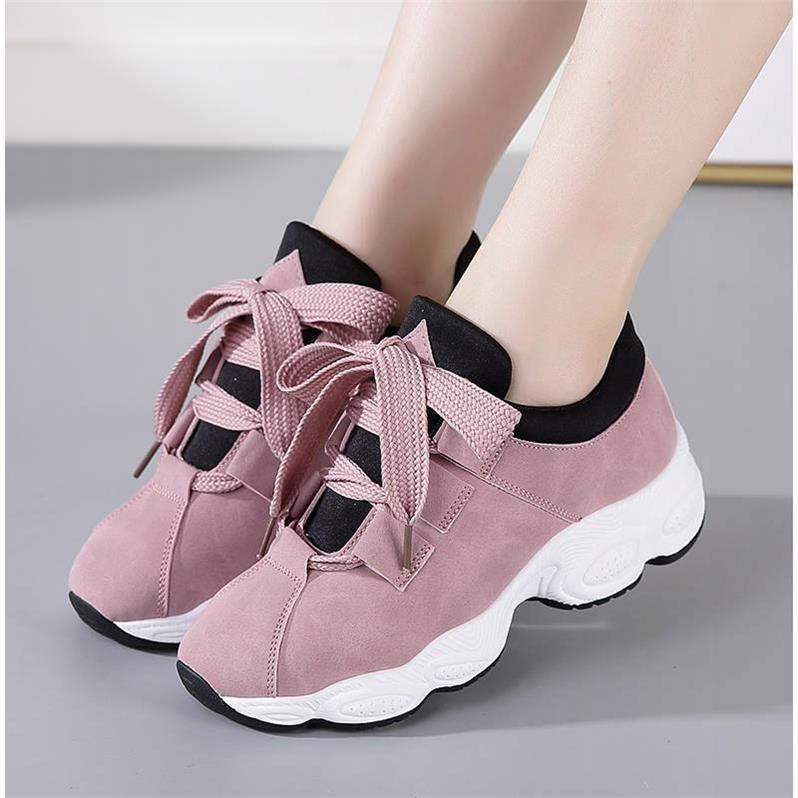 Trendy Women's White Sneakers with Thick Soles