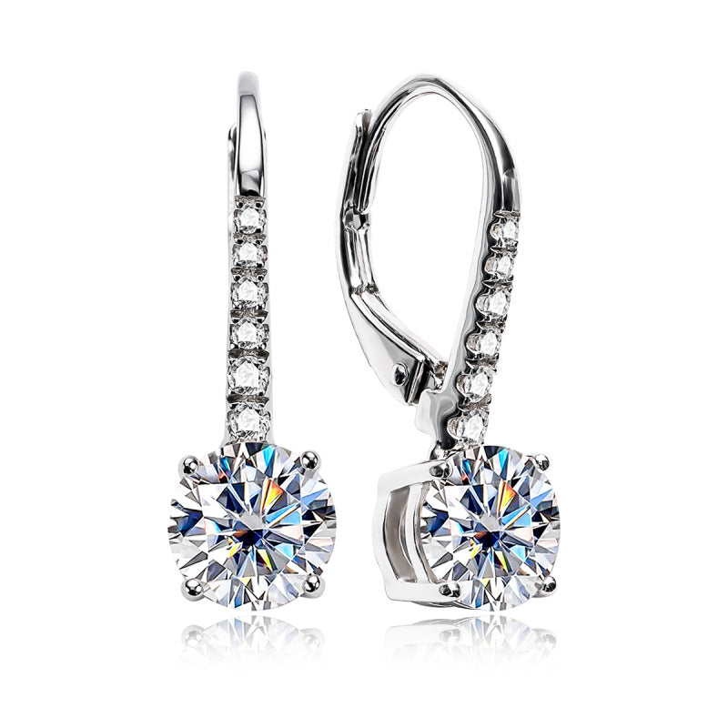 S925 Silver Earrings with 1 Carat Moissanite Stone