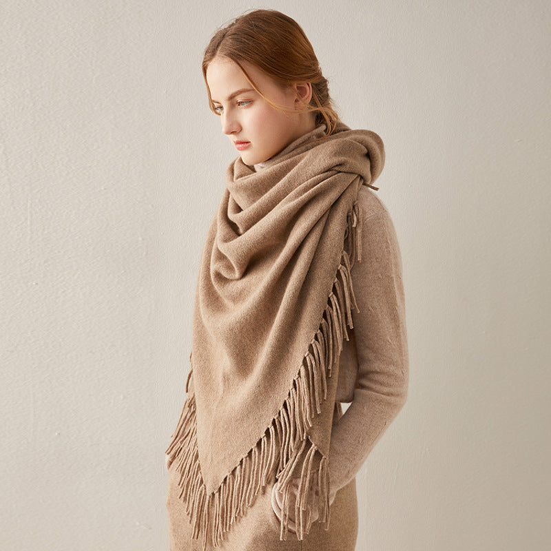 Warm Cashmere Shawl with Fringe Scarf and Wrap