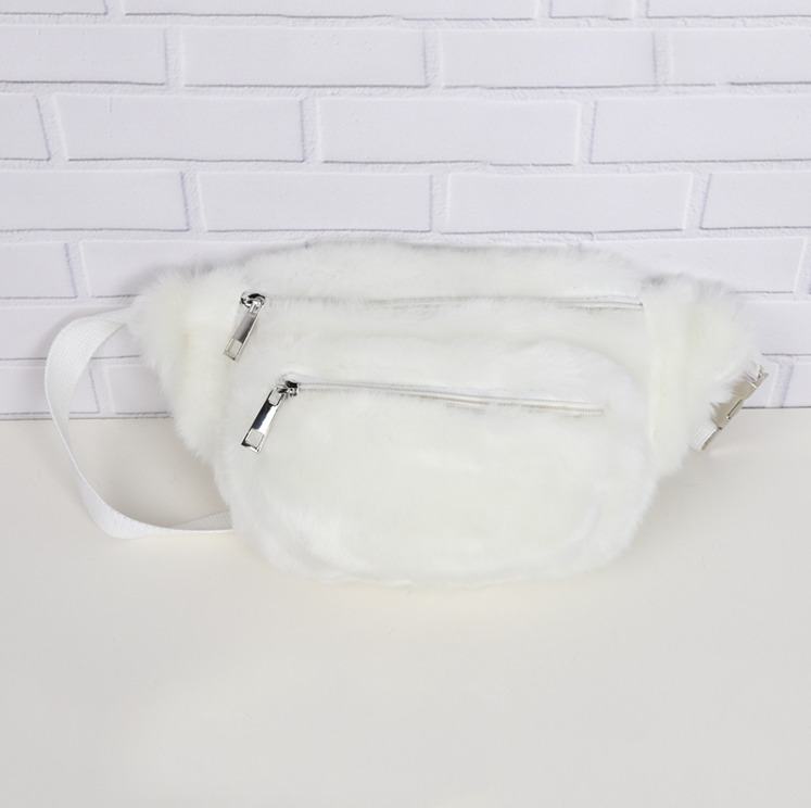 Plush Crossbody Bag and Waist Bag Combo