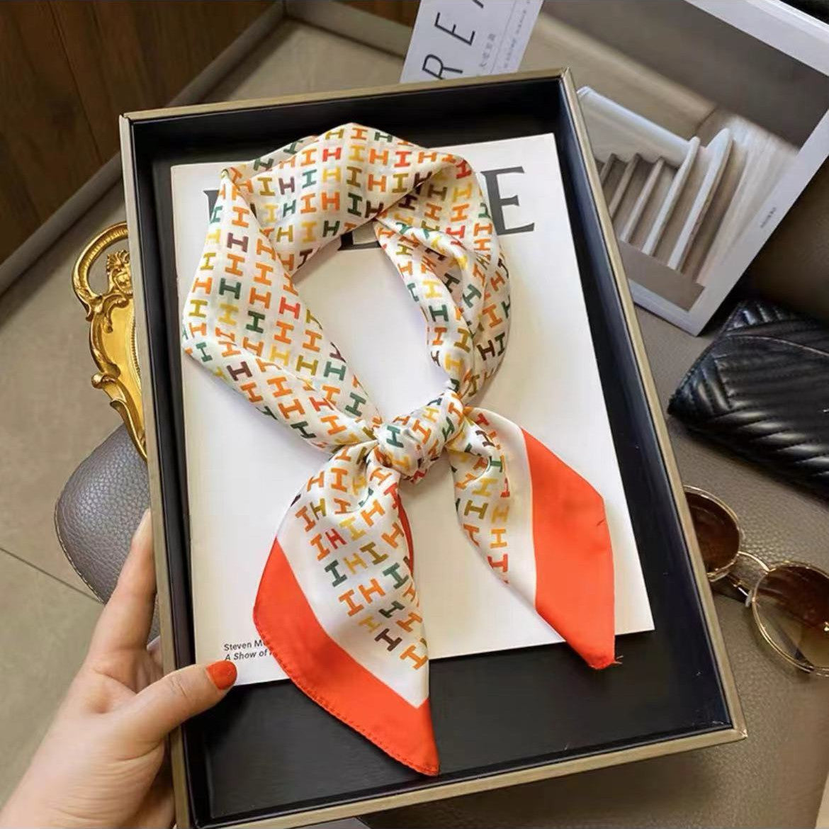 Fashionable Silk Scarf for Women - Versatile Small Square