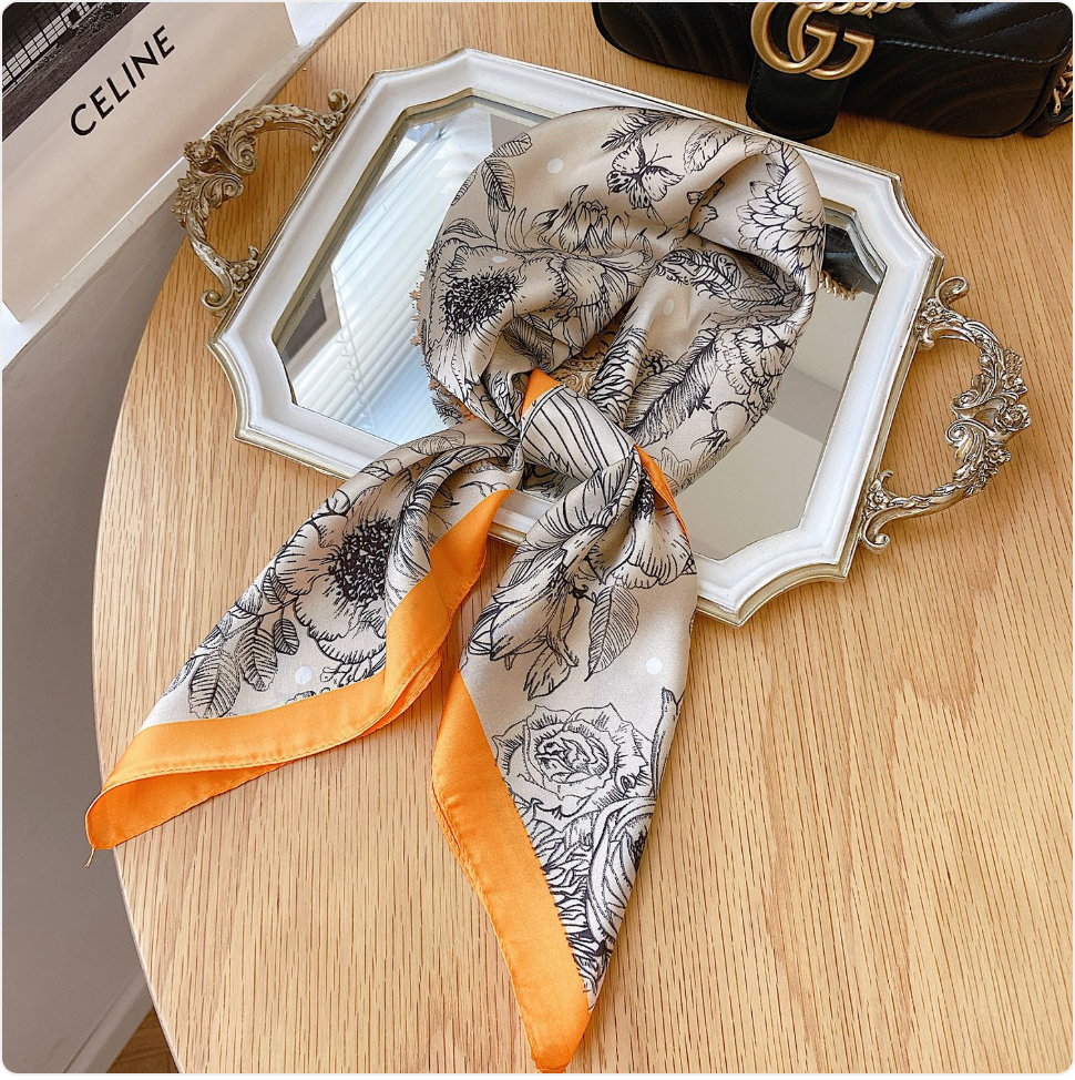 Striped Square Silk Scarf