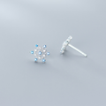 S925 Silver Snowflake Earrings with Diamonds