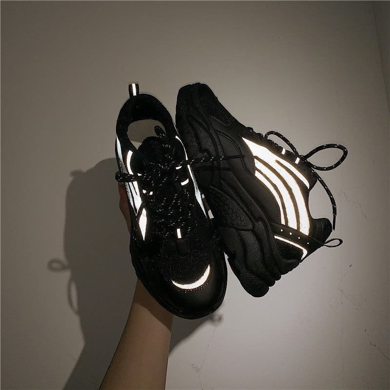 Women's Trendy Reflective Thick-Soled Dad Sneakers