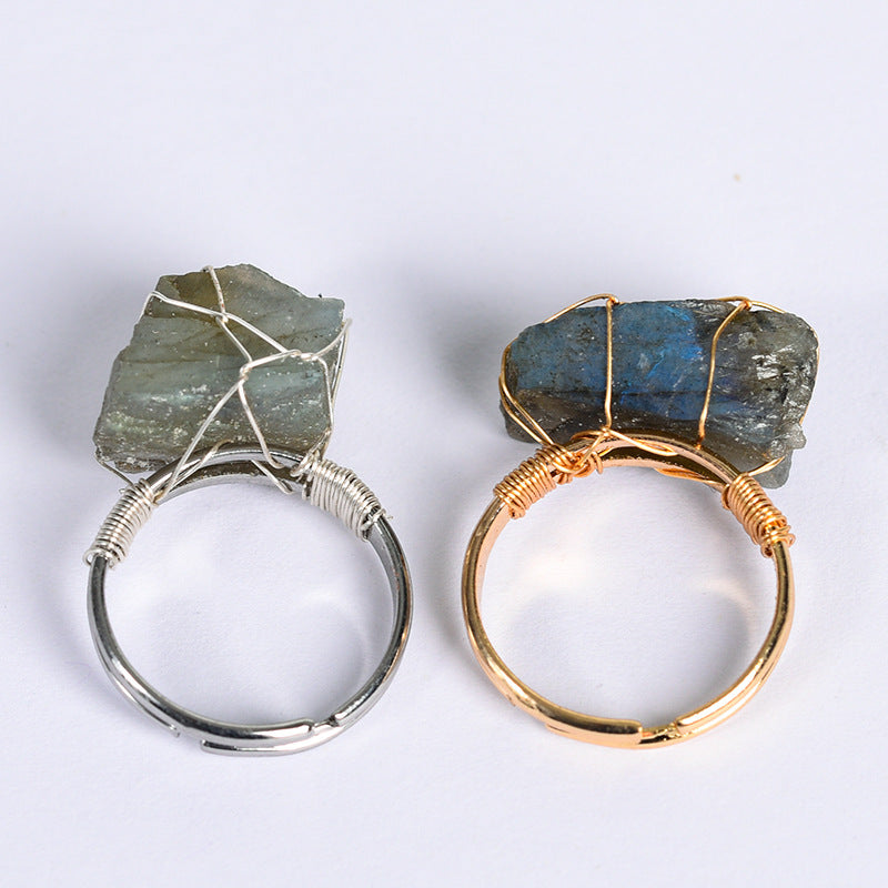 Adjustable Natural Amethyst Fashion Ring