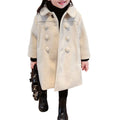 GLIGLITTR Toddler Baby Girl Winter Coat Dress Coat Warm Jacket Long Sleeve Button Trench Coat Kids Peacoat Outwear Clothes(3-4T Beige)