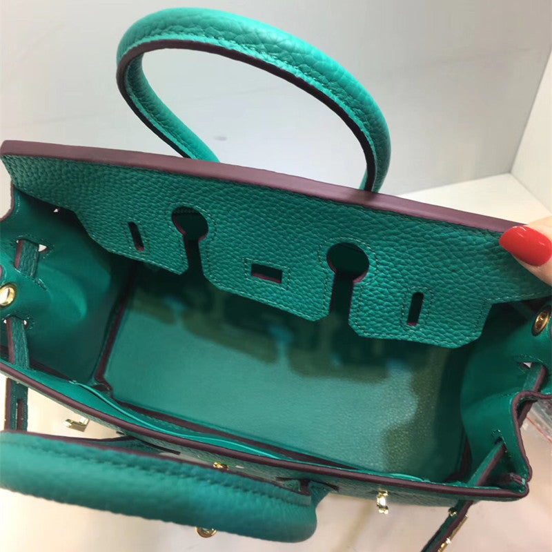 Platinum Bag, Lake Green Handbag, Lychee Texture Bag