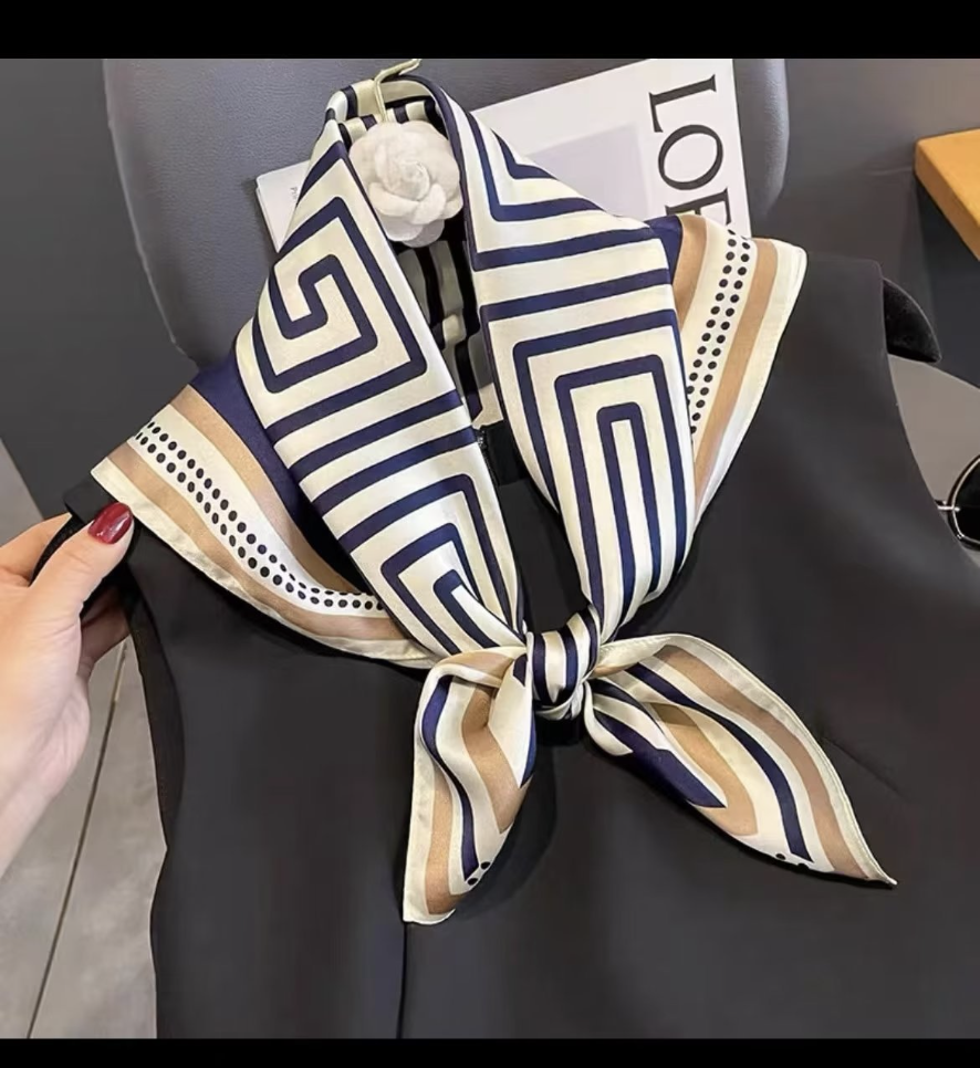 Striped Square Silk Scarf