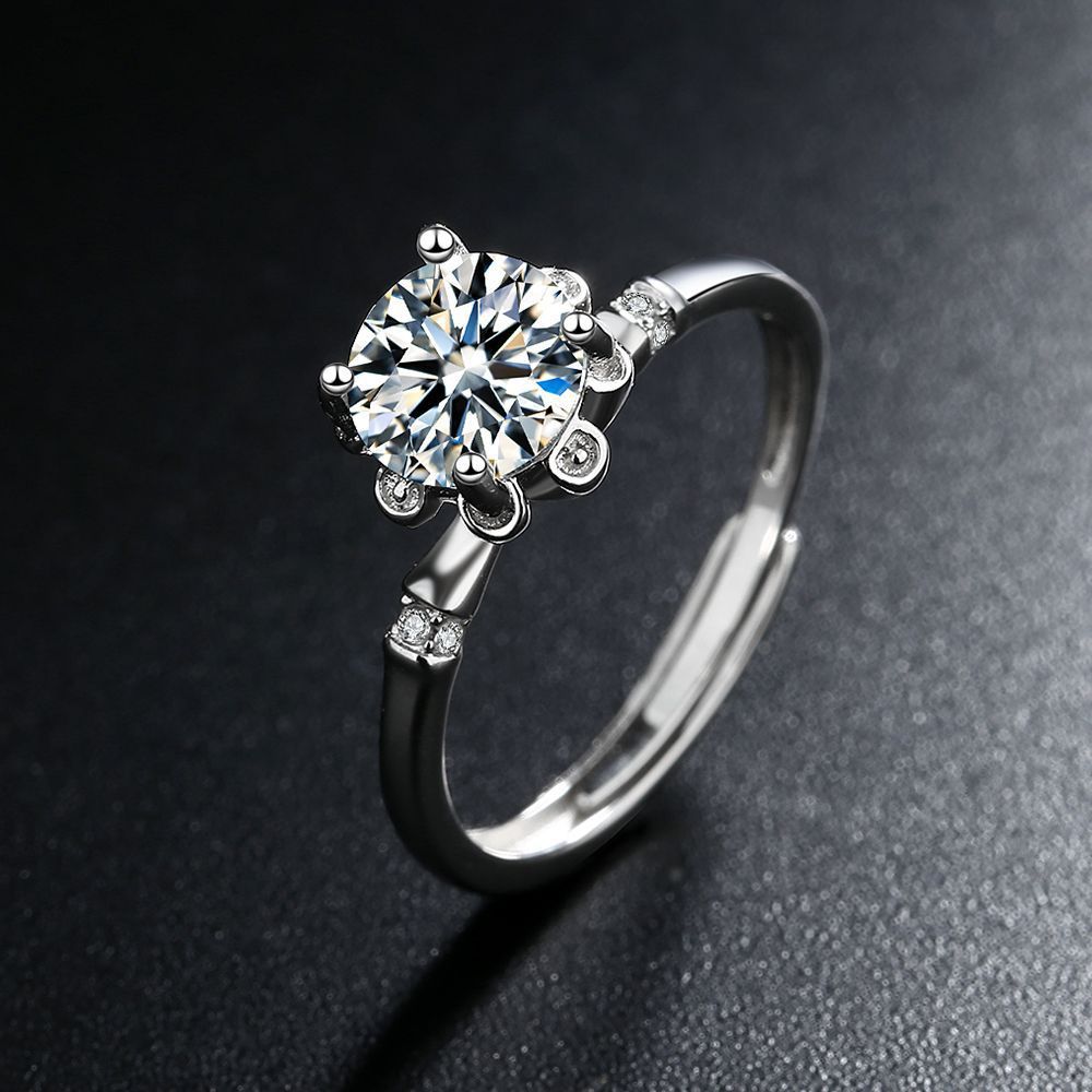 S925 Sterling Silver 1 Carat Moissanite Ring for Women