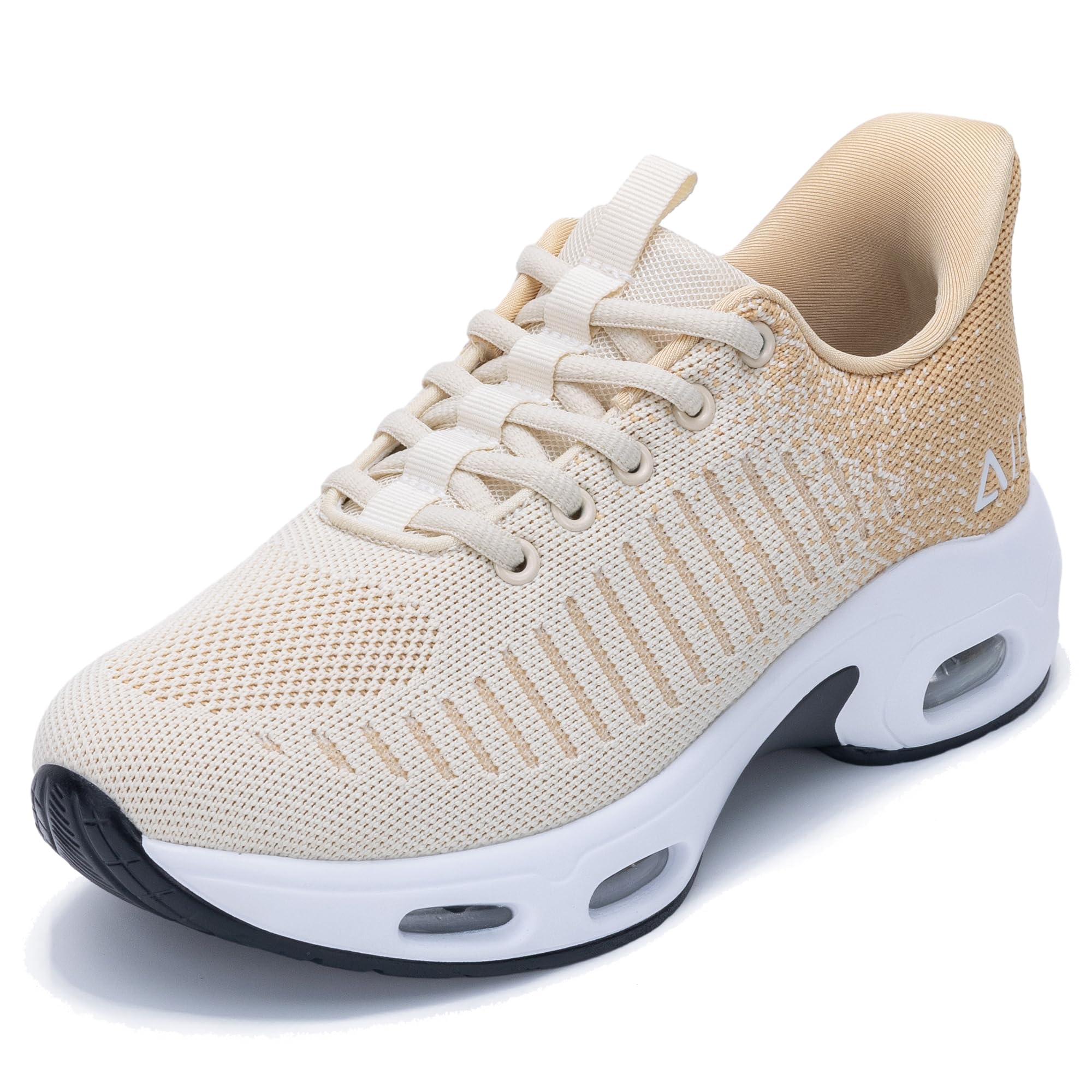 Womens Walking Shoes Slip OnHands Free Sneakers Easy Put On Air Tennis Shoes for Ladies Beige