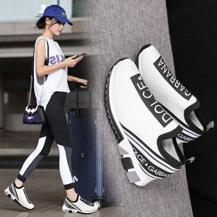 Breathable Flyknit Round Toe Women's Casual Sneakers