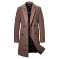 Men's Double-Breasted Casual Woolen Trench Coat