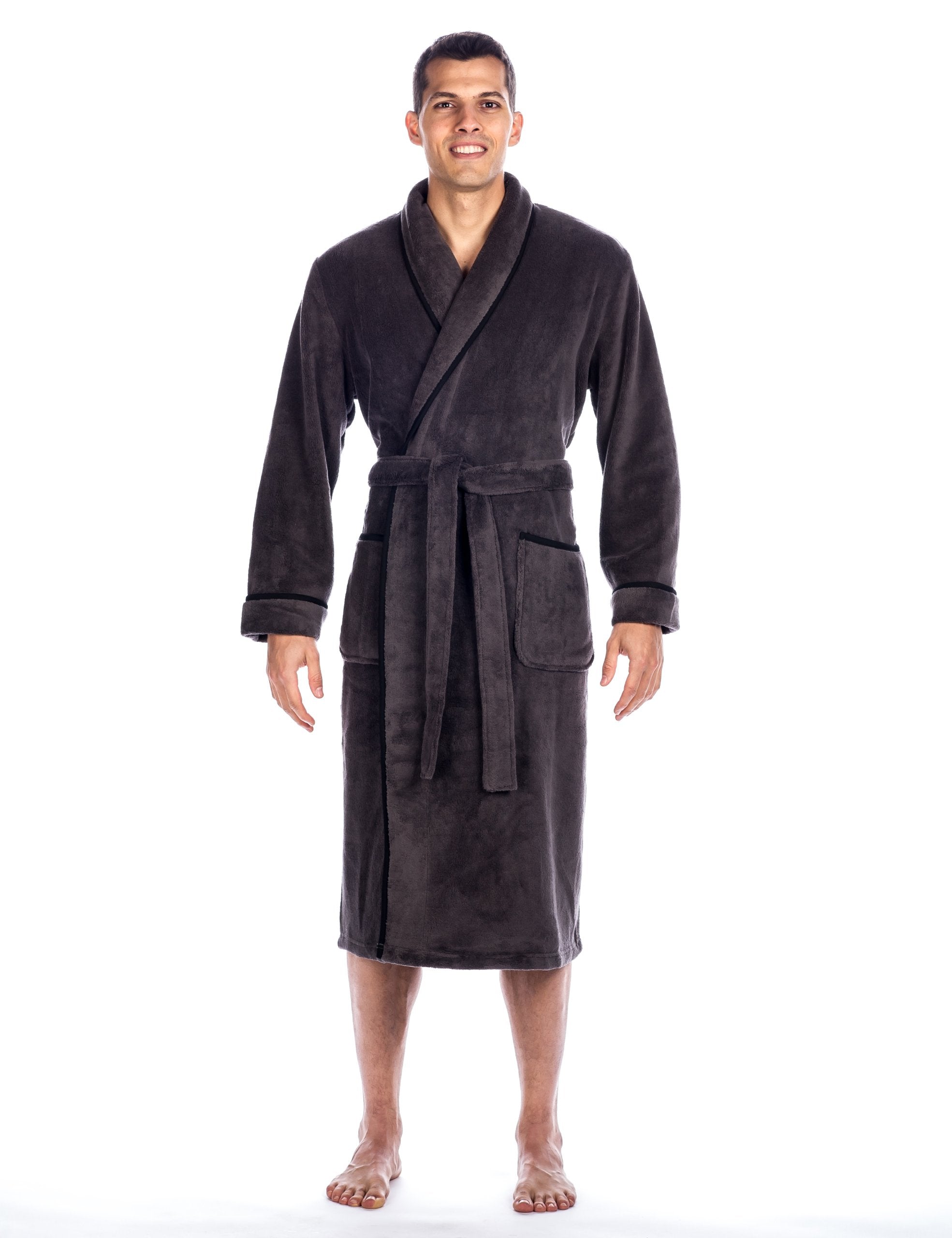 روب رجالي من نوبل ماونت - روب رجالي من الفرو الناعم - رمادي داكن - 2XL/3XL