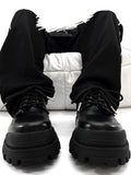 Men's Thick Sole Black Elevated Leather Formal Shoes