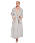 Istylish Plush Robes for Women Fleece Bathrobes with Shawl Collar Warm and Cozy Womens Luxury Robes Long Beige Large