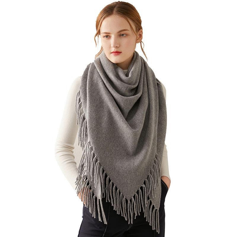 Warm Cashmere Shawl with Fringe Scarf and Wrap
