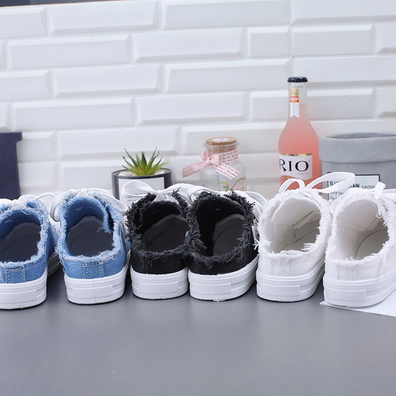 Chaussures plates en toile à enfiler pour femme d'été