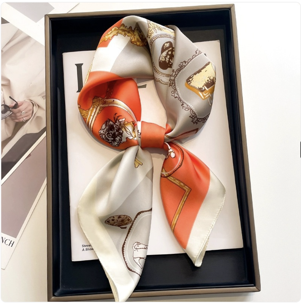 Striped Square Silk Scarf