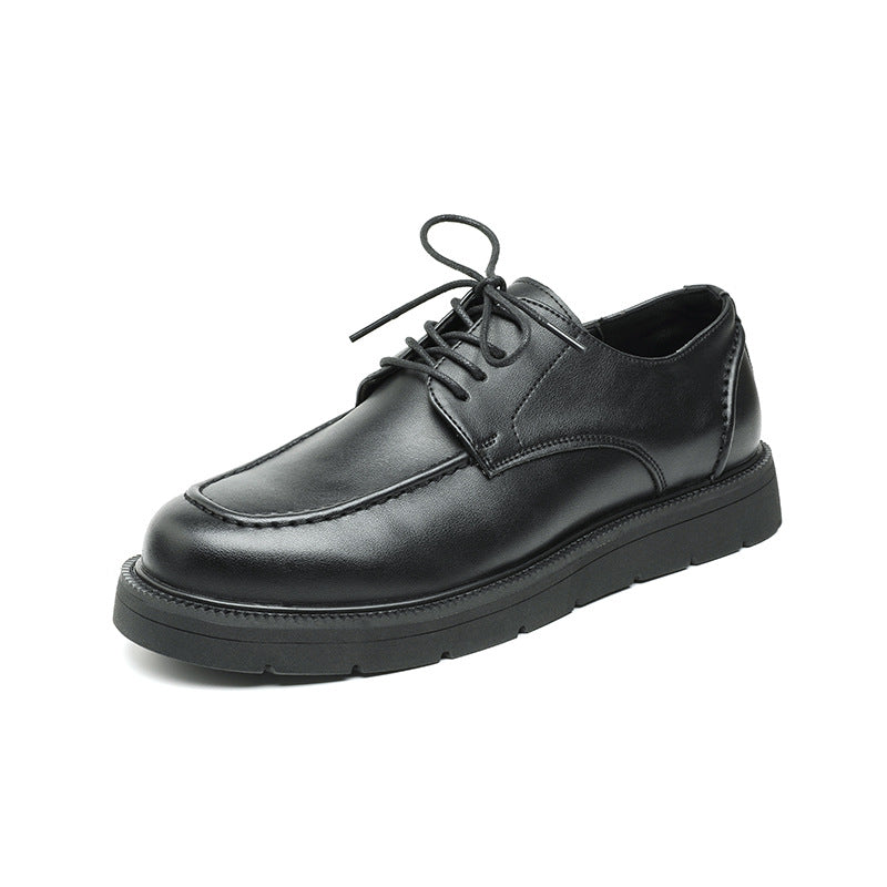 Trendy Men's Casual Leather Shoes with Thick Soles