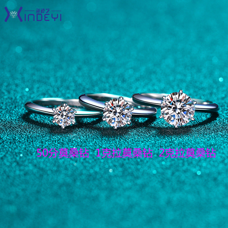 925 Silver Ring with 1 Carat Moissanite Stone