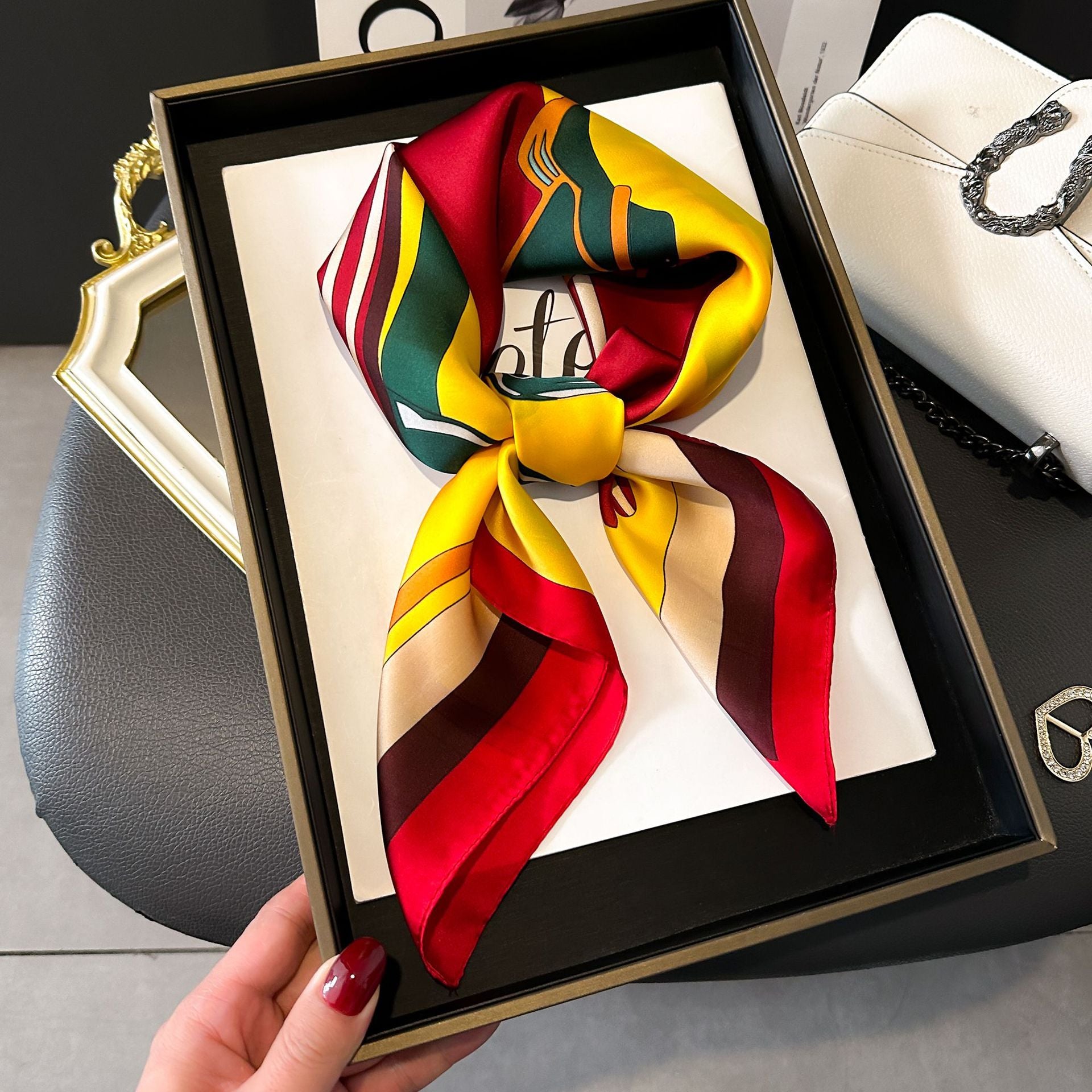New Striped Silk Scarf - Stylish Professional Accessory