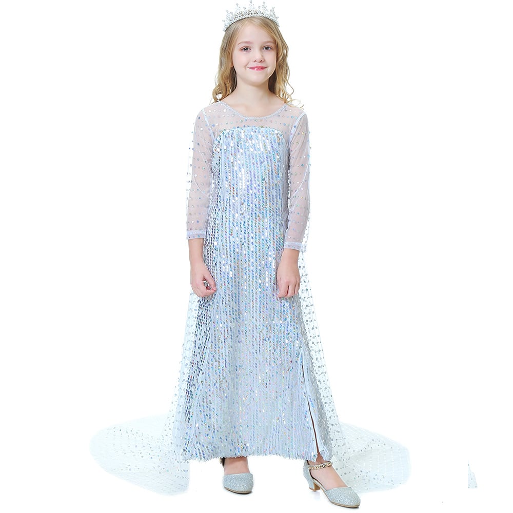 Girls' White Sequin Dress