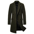 Men's Double-Breasted Casual Woolen Trench Coat