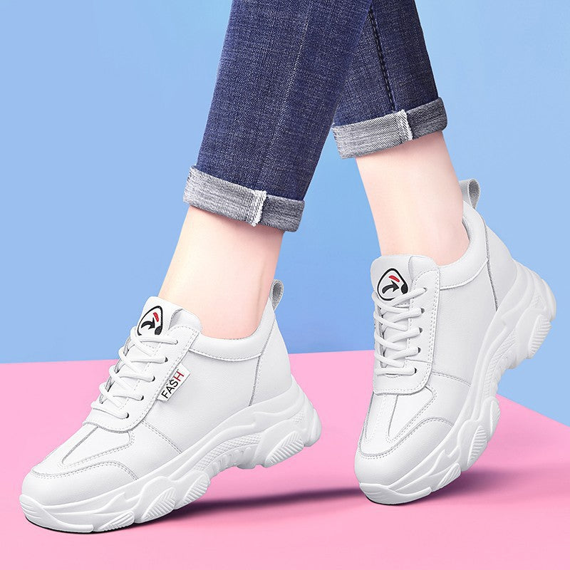 Women's Casual Thick-Soled Dad Sneakers (White)