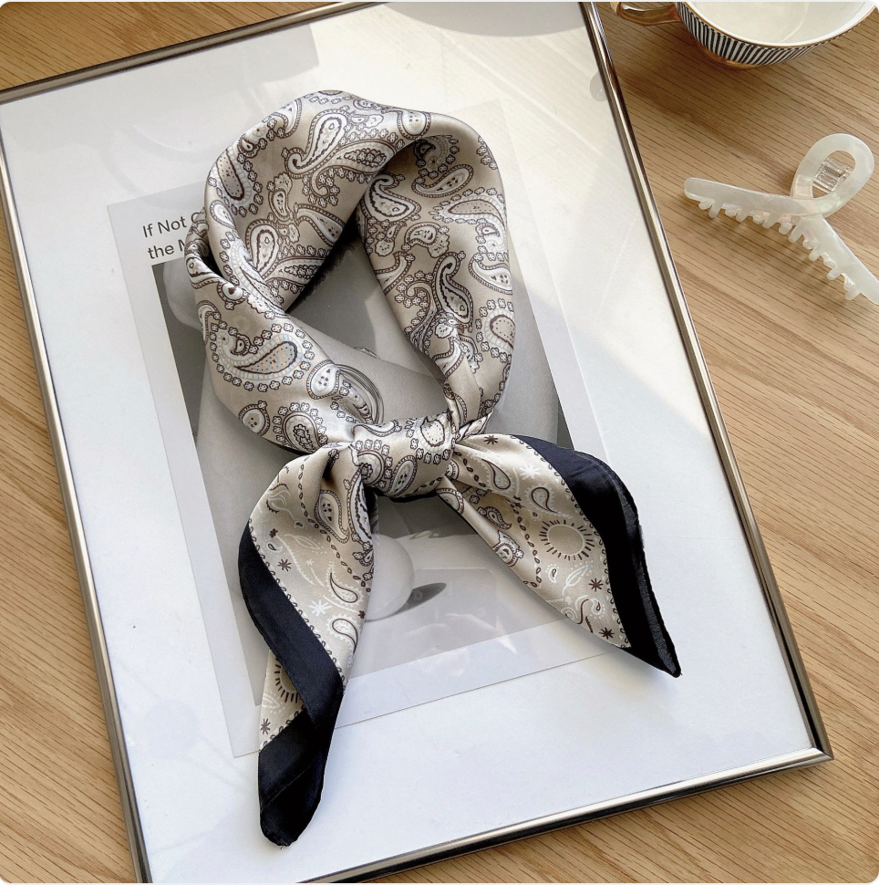 Striped Square Silk Scarf